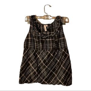 FOSSIL Black White Plaid Sleeveless Top